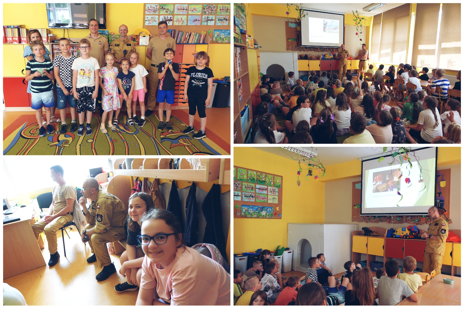 Wizyta strażaków w świetlicy szkolnej.