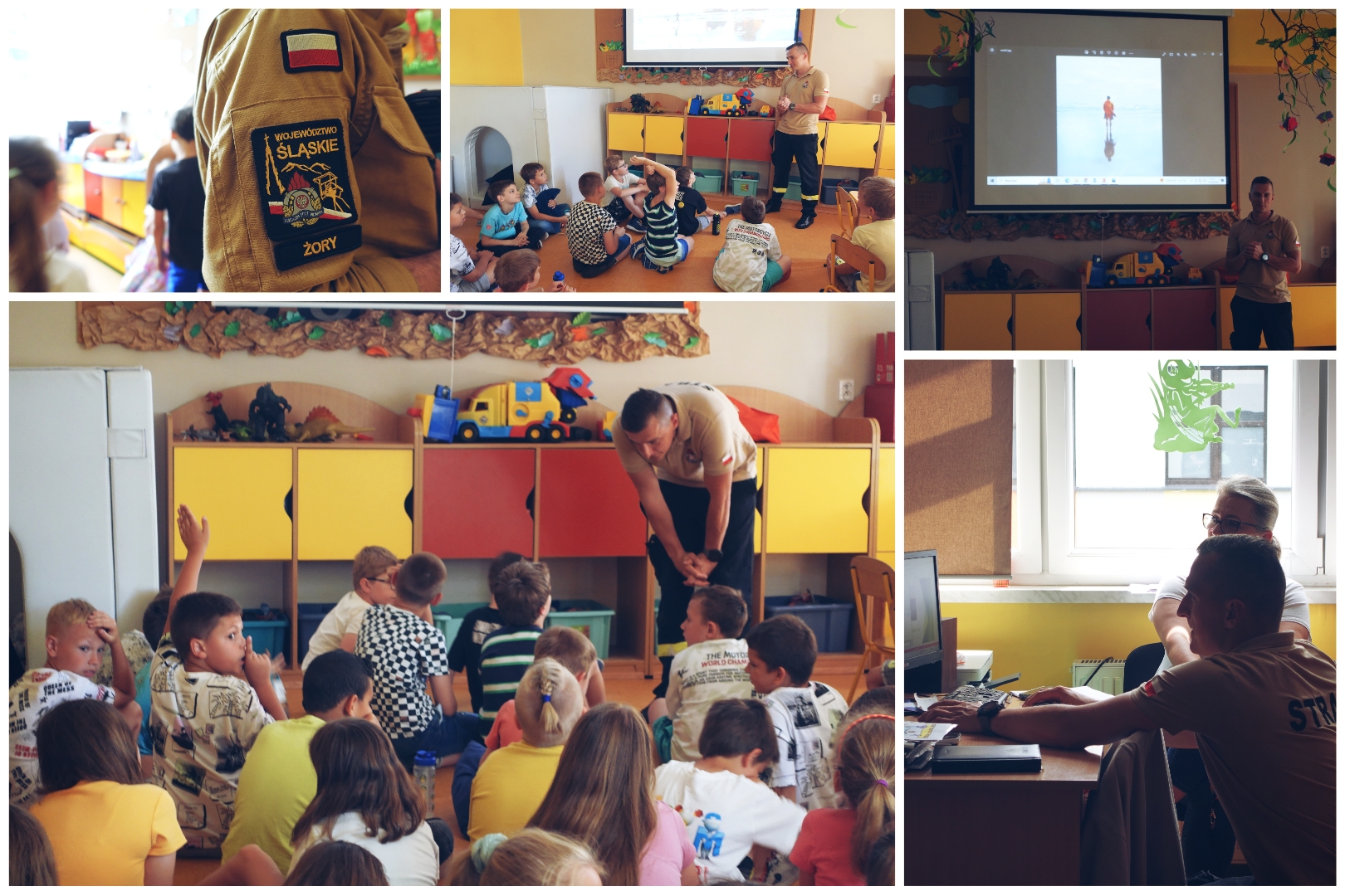 Wizyta strażaków w świetlicy szkolnej.