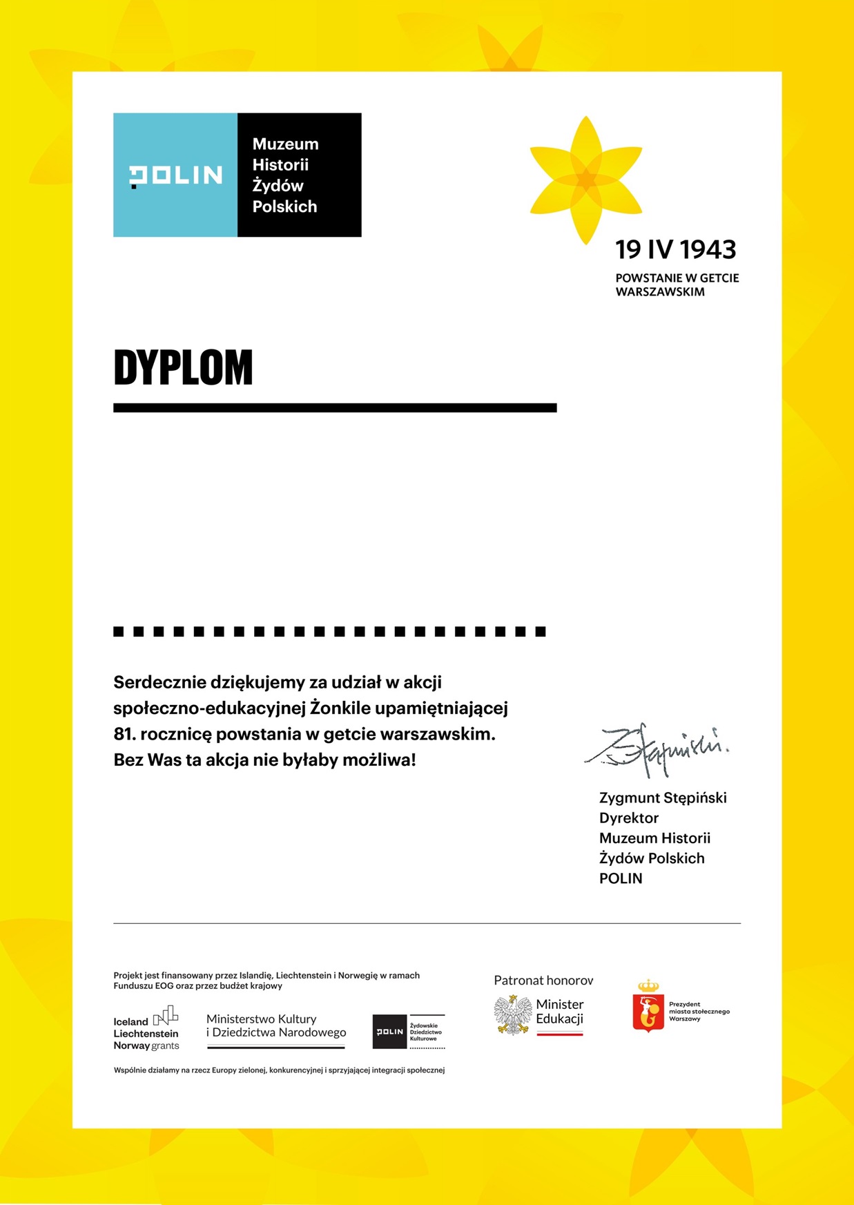 Akcja Żonkile - dyplom