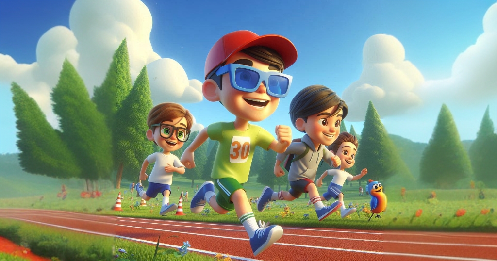 Grafika biegnące dzieci