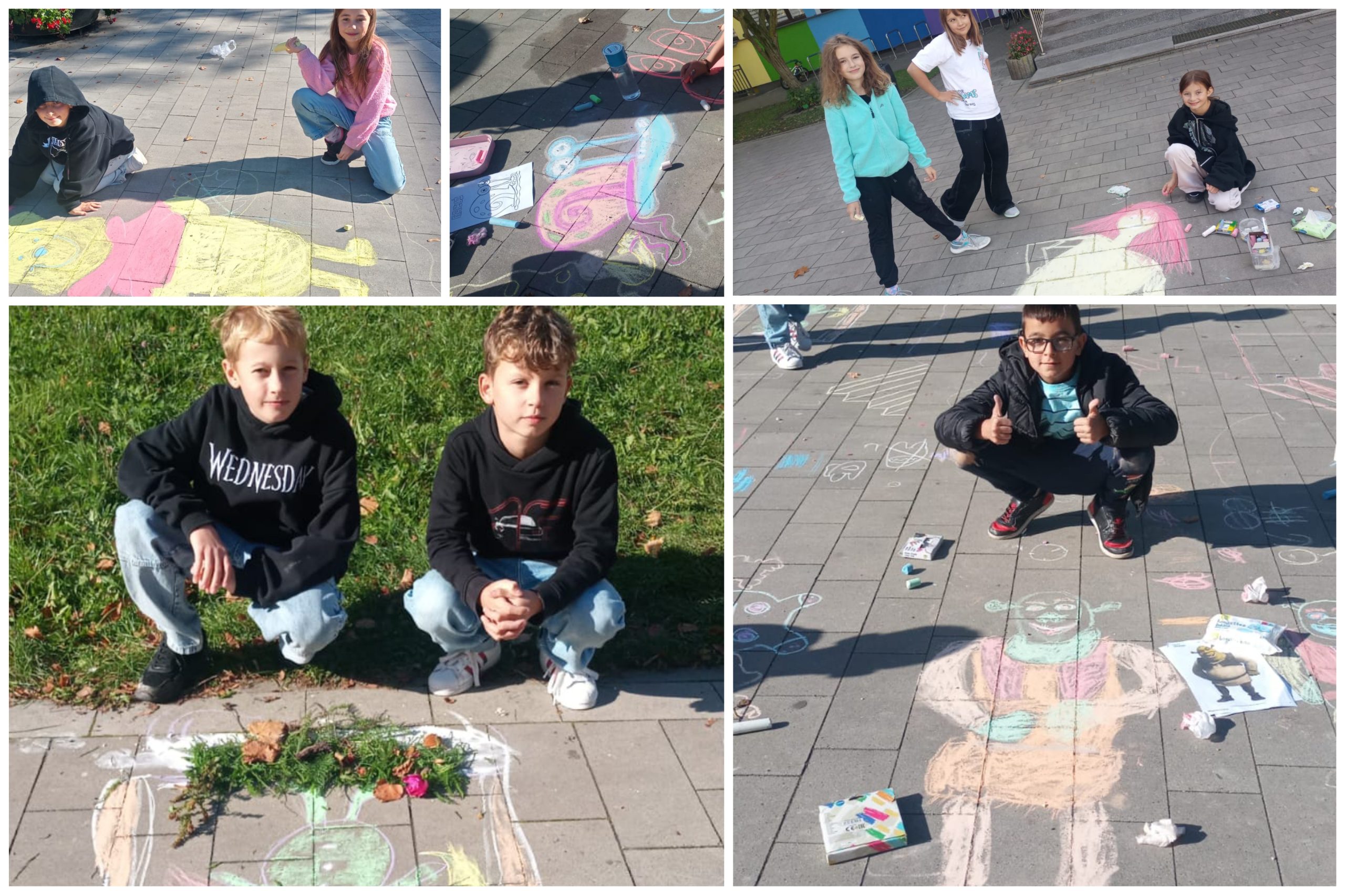 Lekcja plastyki w plenerze.