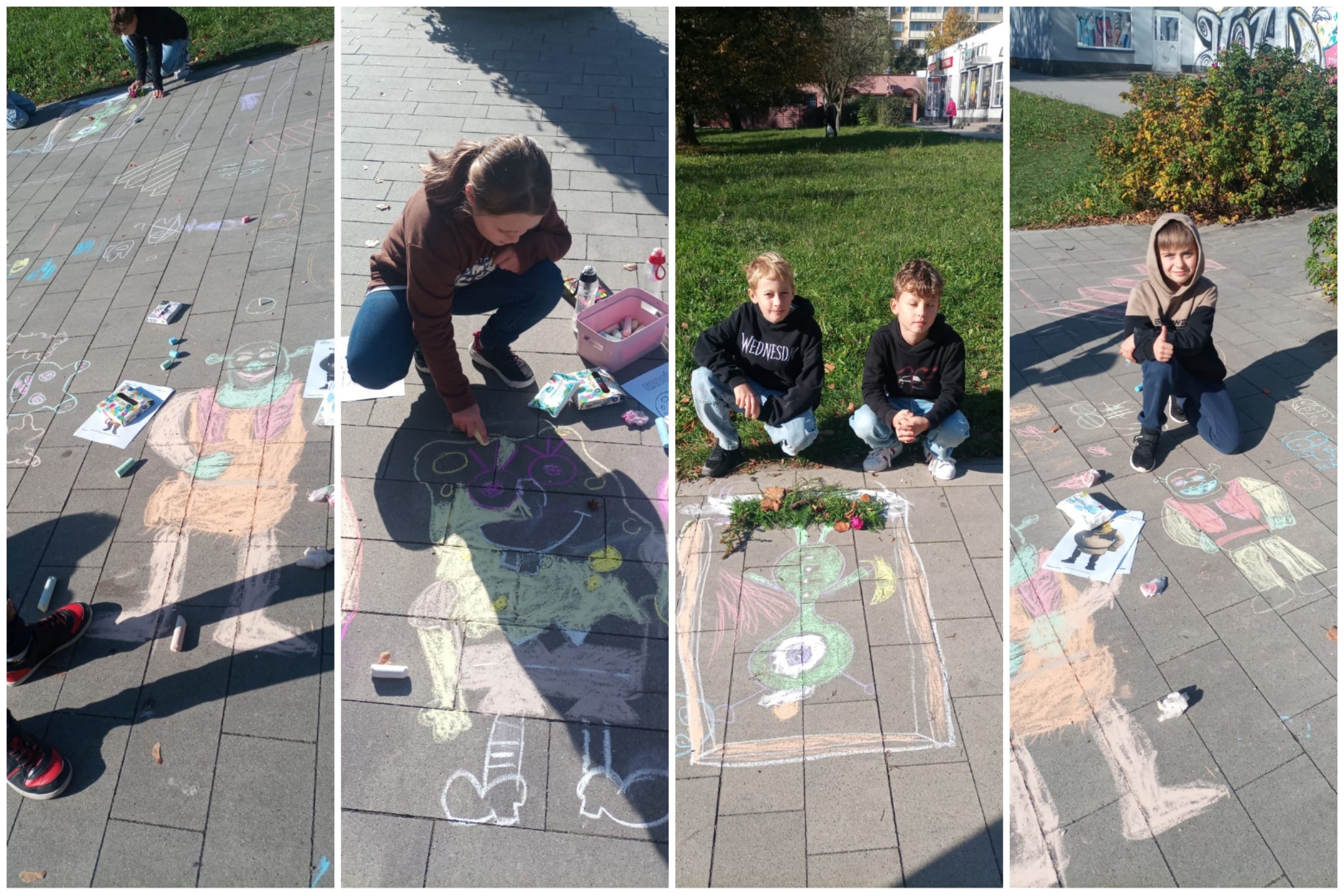 Lekcja plastyki w plenerze.