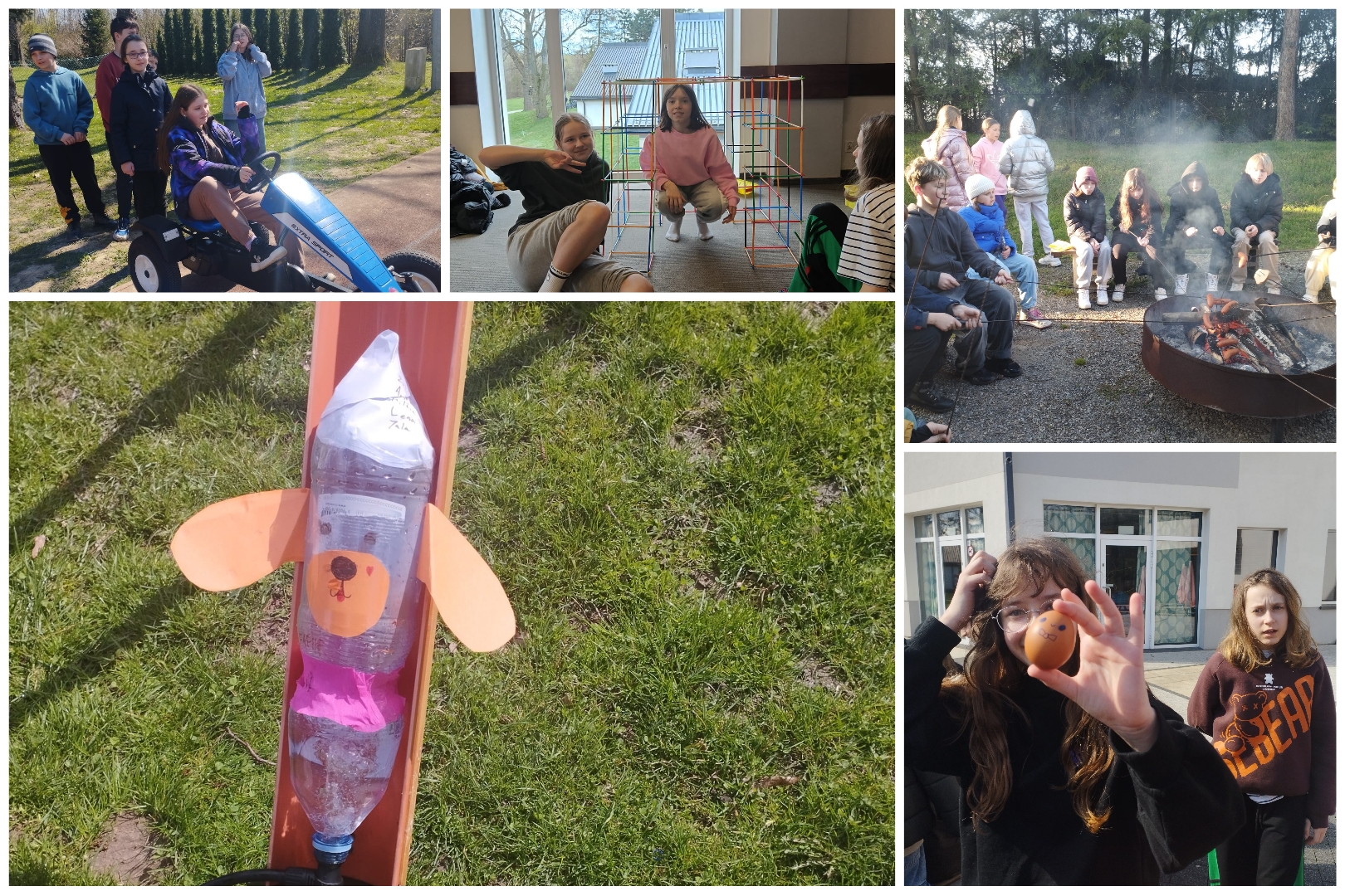 Uczniowie i uczennice w trakcie różnych aktywności.