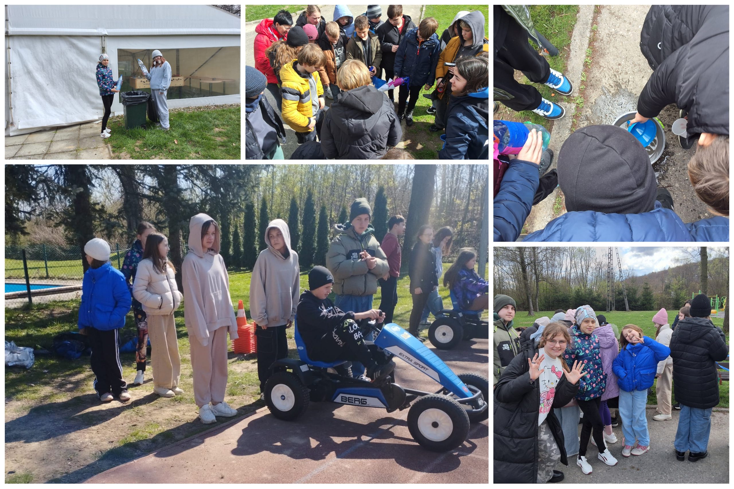 Uczniowie i uczennice w trakcie różnych aktywności.