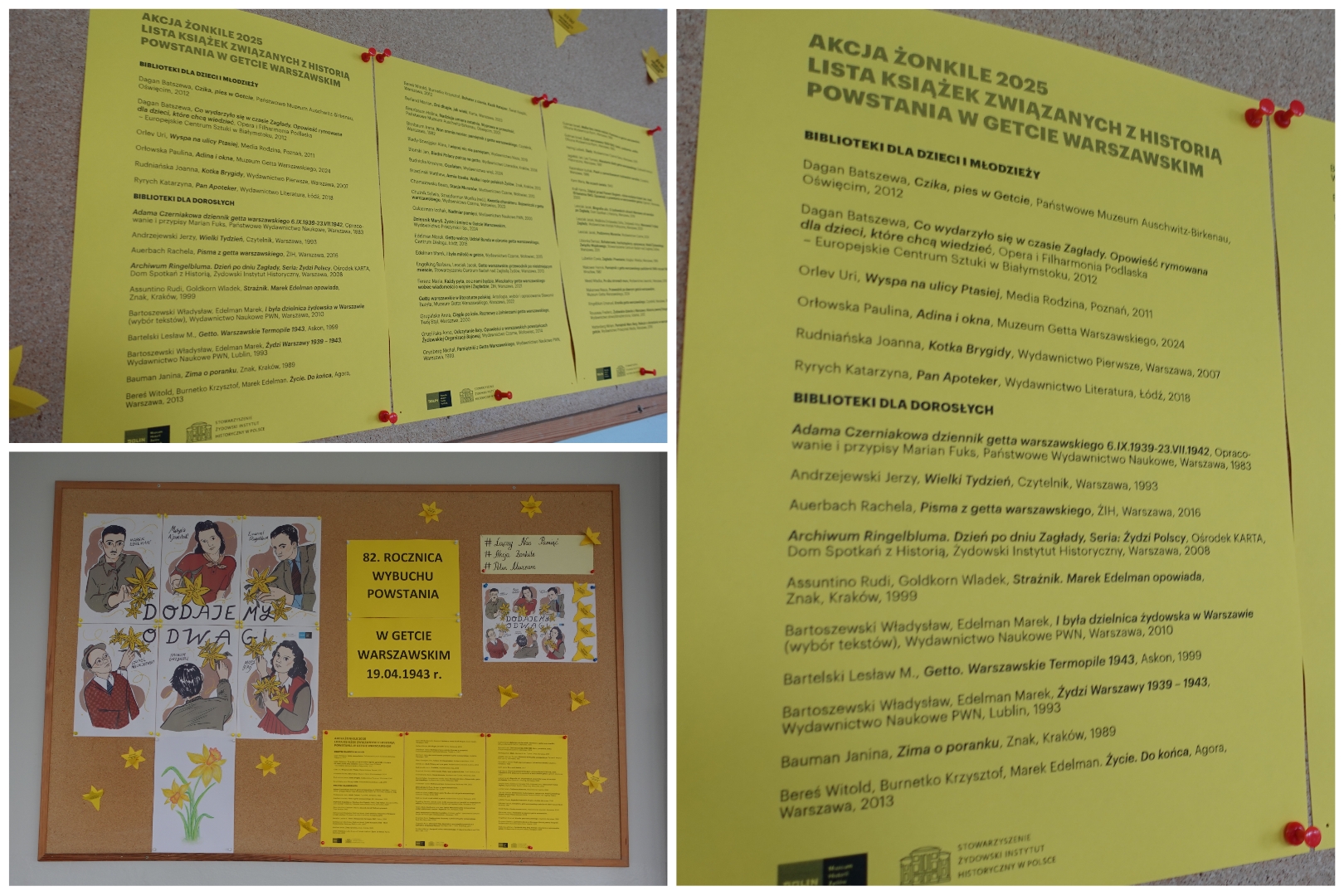Gazetki poświęcone 82. rocznicy wybuchu powstania w getcie warszawskim.