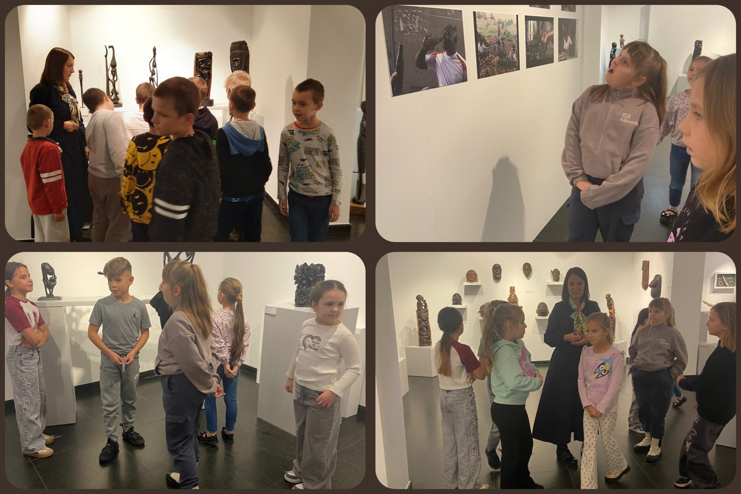       KLASA 3B NA WYSTAWIE ,,RZEŹBA MAKONDE, CZYLI HEBANOWE LŚNIENIE”