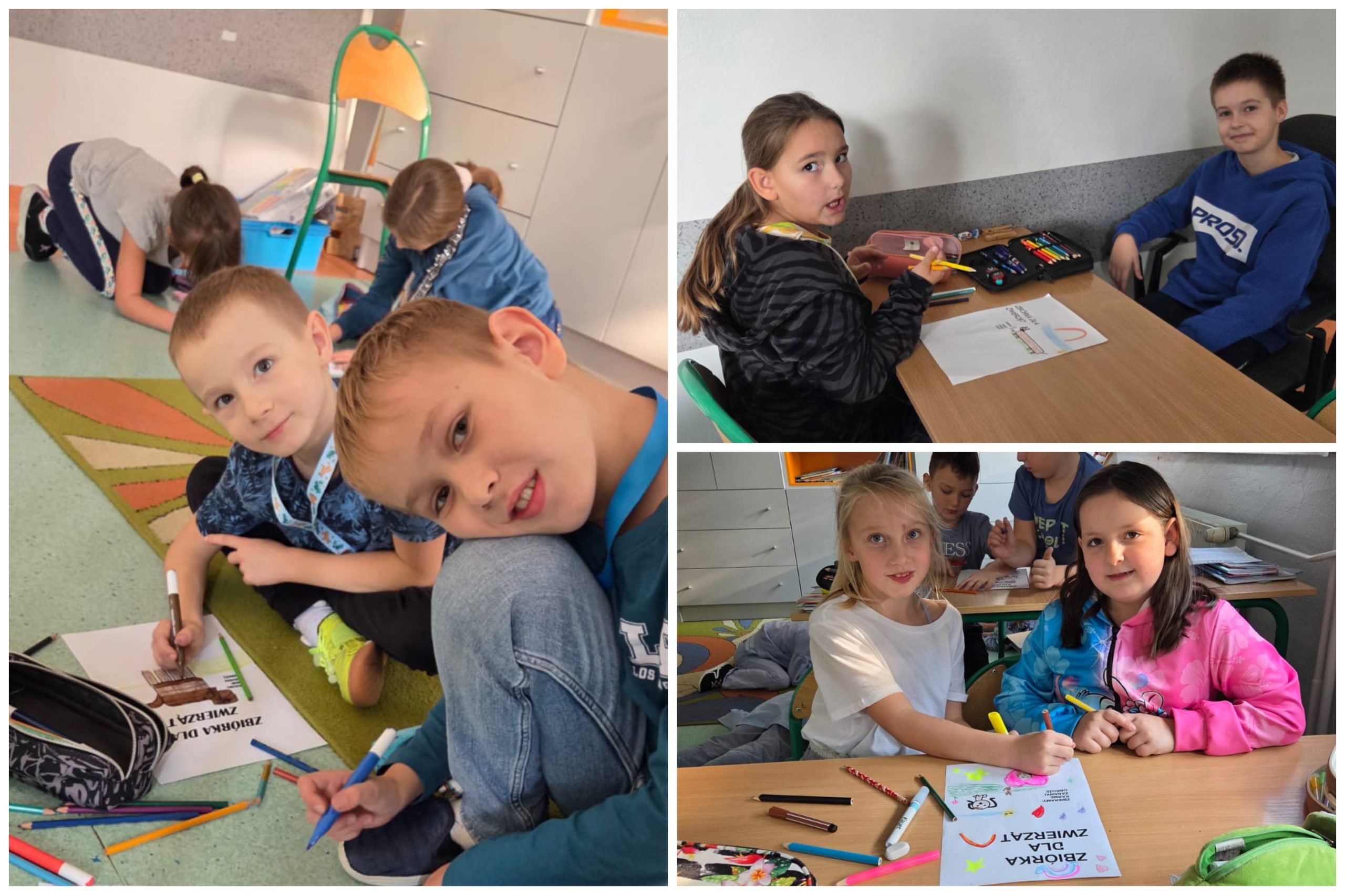 Klasa 2B zachęca do zbiórki.