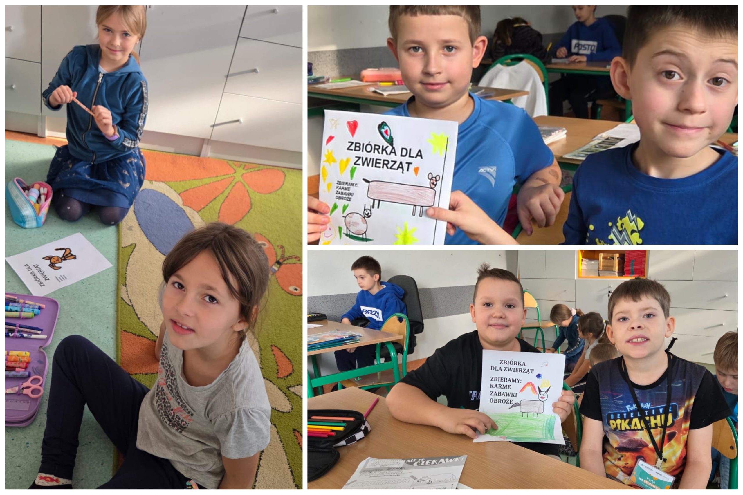 Klasa 2B zachęca do zbiórki.