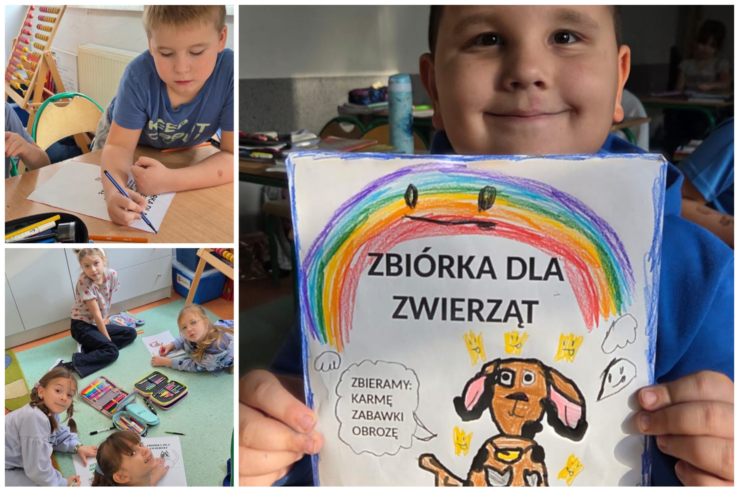 Klasa 2B zachęca do zbiórki.