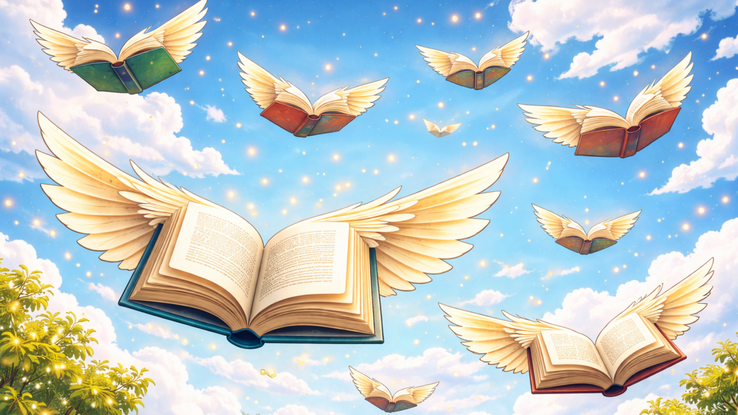 Grafika książki skrzydła w chmurach