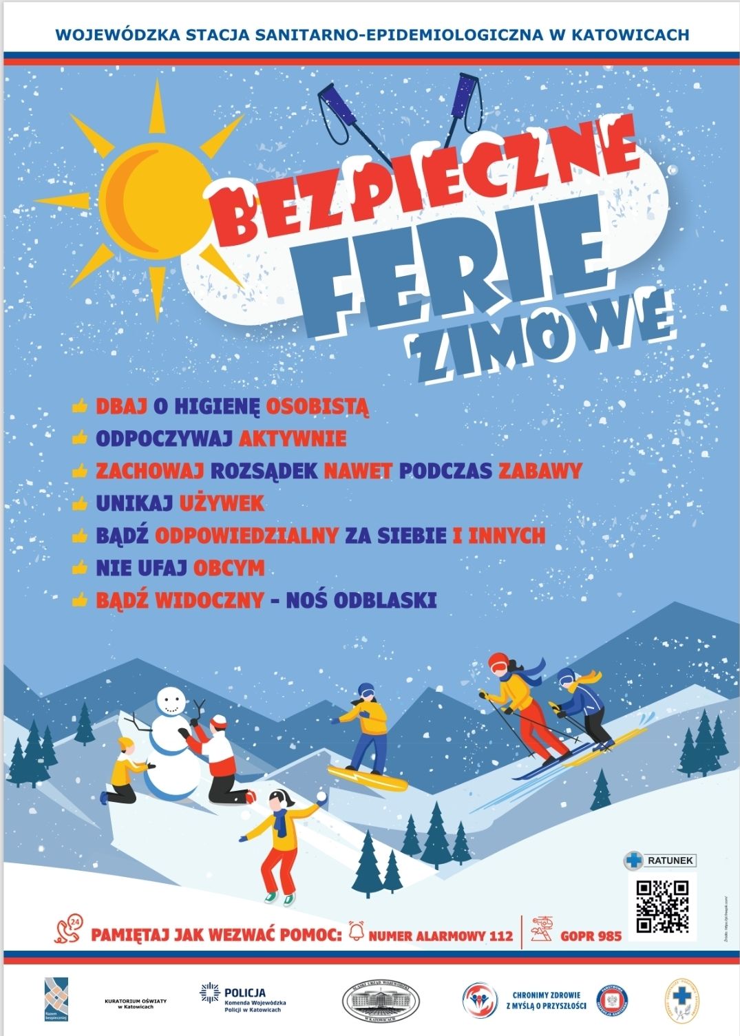 bezpieczne ferie infografika