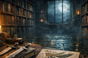 Uczennice i uczniowie w trakcie zajęć bibliotece.